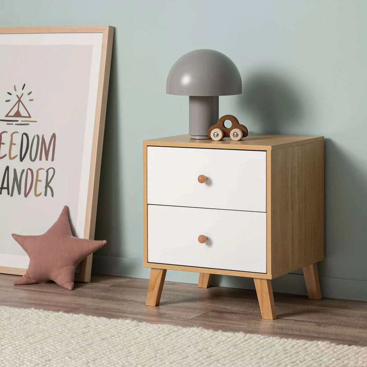 Aspen Bedside Table - White/Natural - Image 3