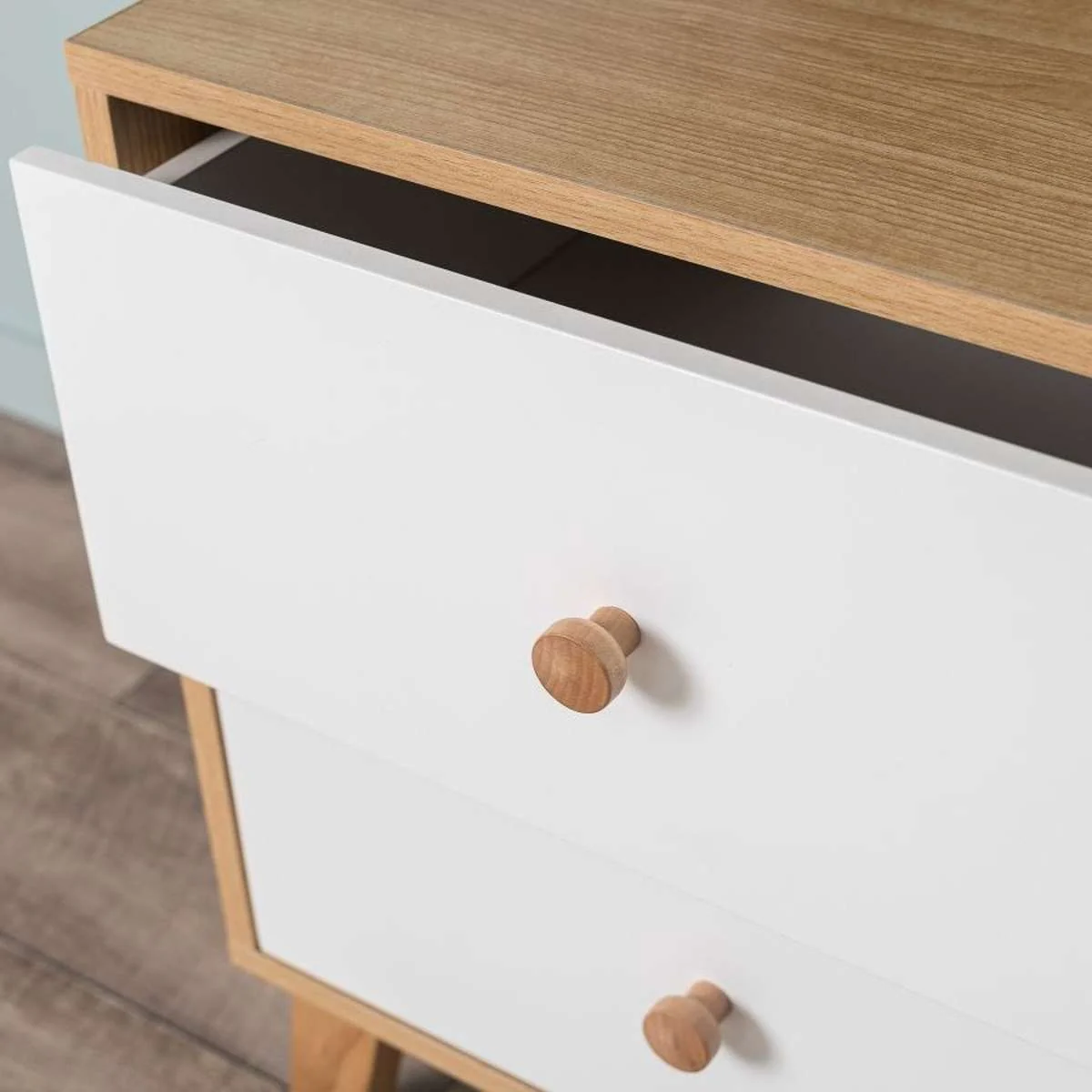Aspen Bedside Table - White/Natural - Image 5