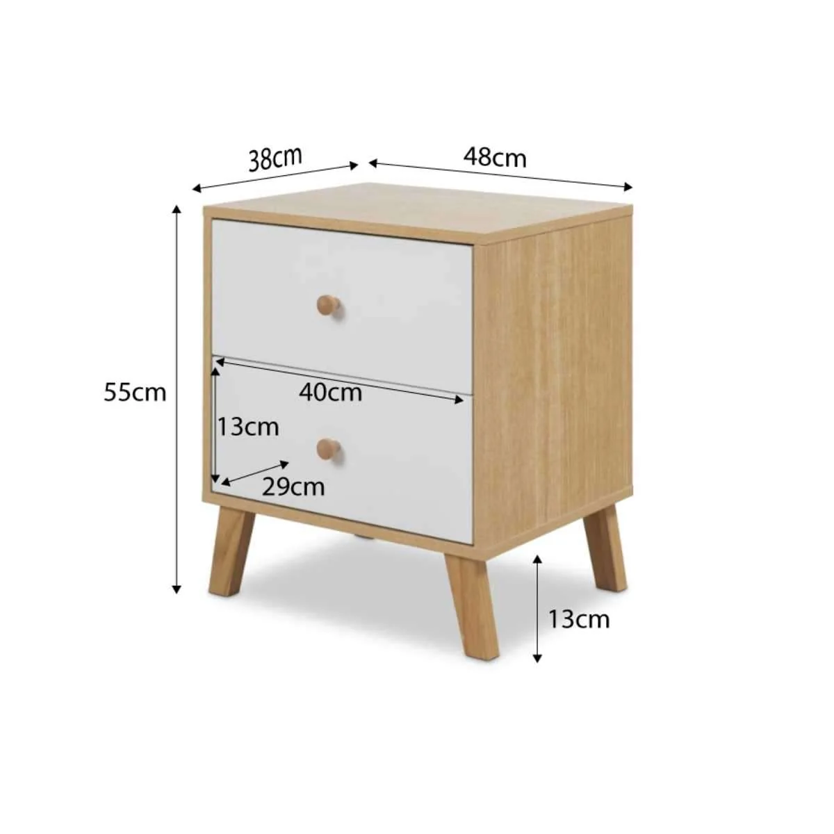 Aspen Bedside Table - White/Natural - Image 6