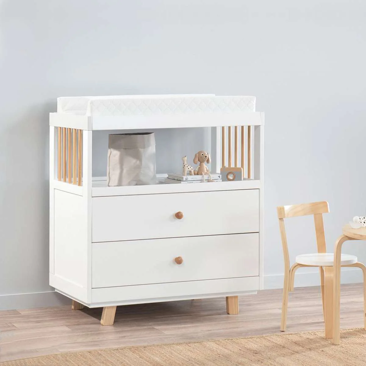 Aspen Change Table with Drawers - White/Natural - Image 4