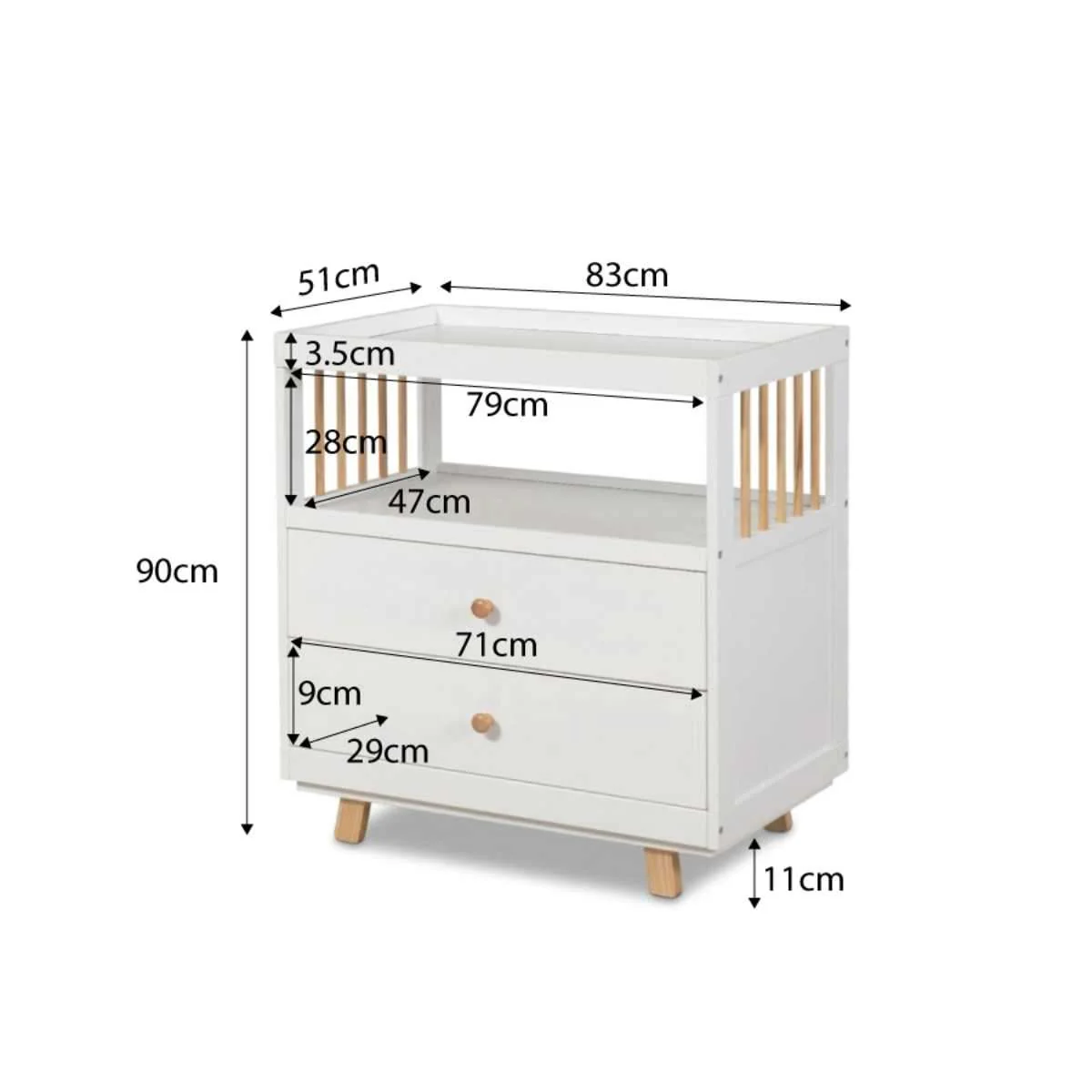 Aspen Change Table with Drawers - White/Natural - Image 6