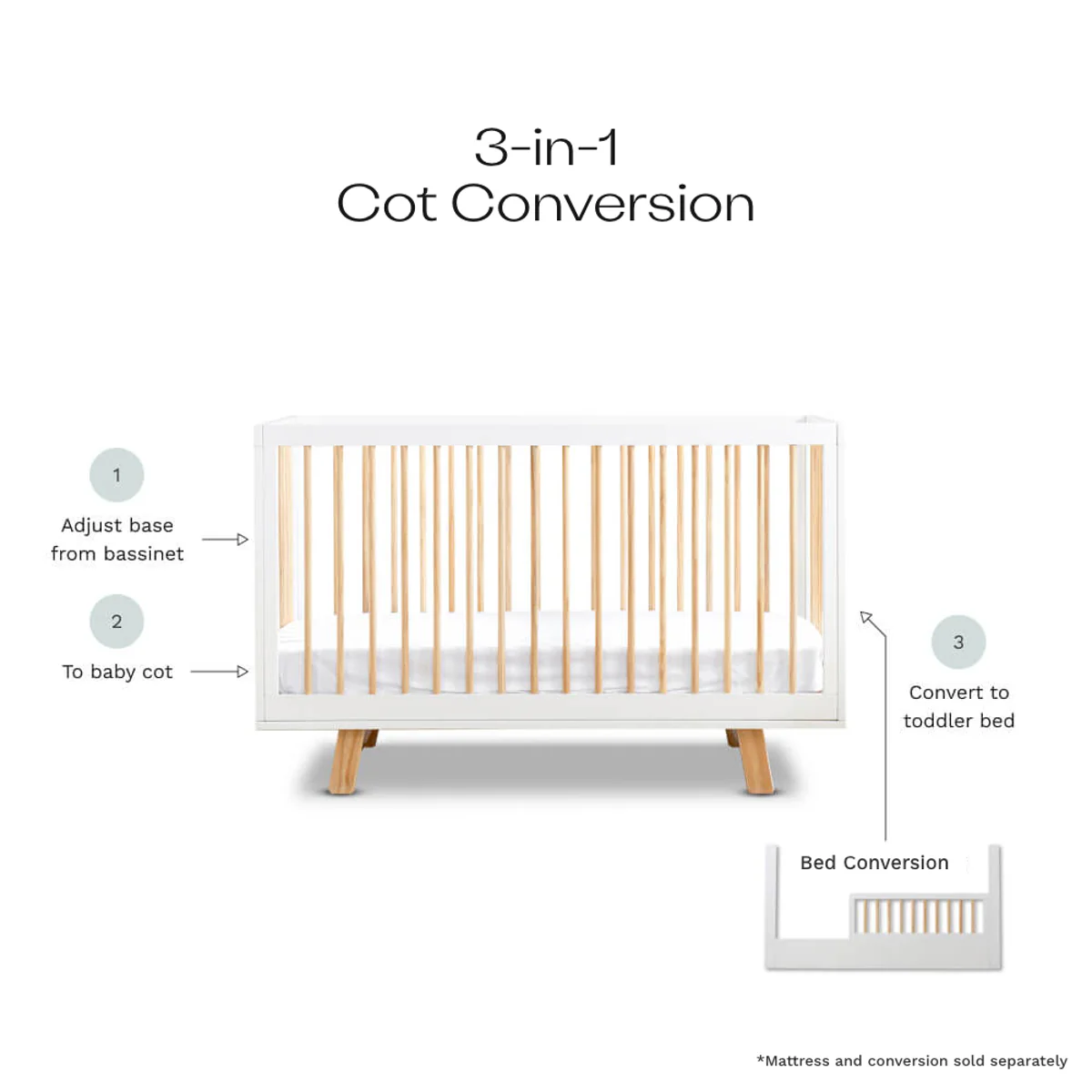 Aspen Classic Cot - White/Natural - Image 11