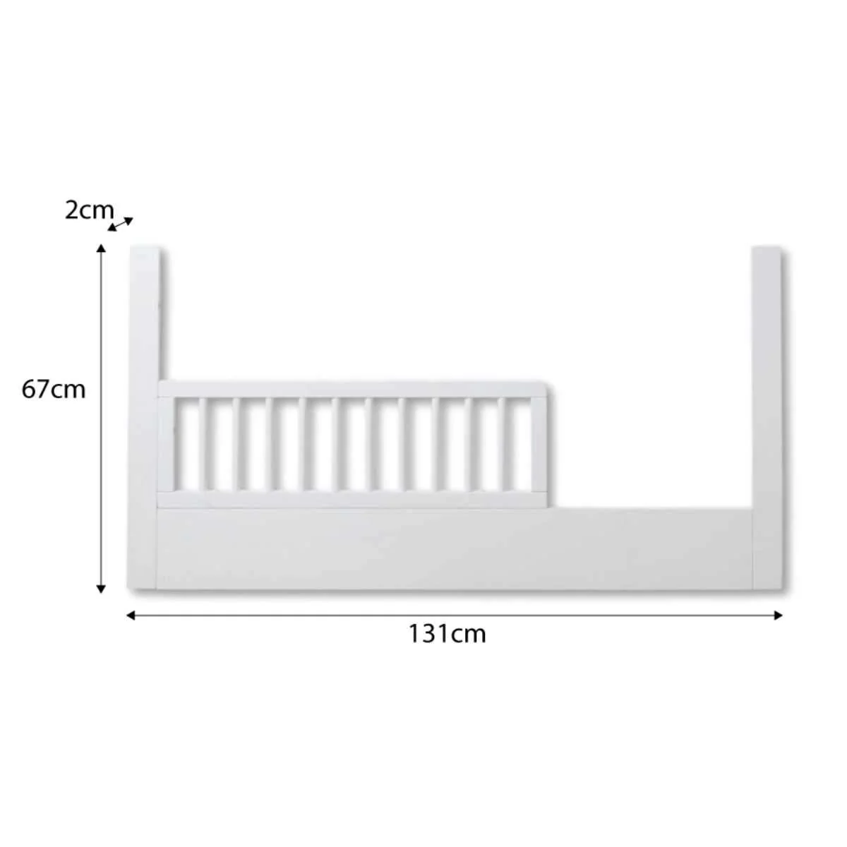 Aspen Cot Toddler Bed Half Frame - White - Image 6