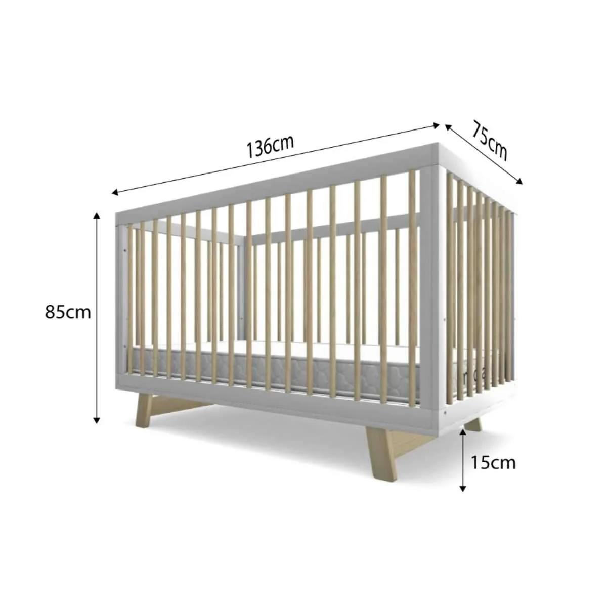 Aspen Classic Cot - White/Natural - Image 8