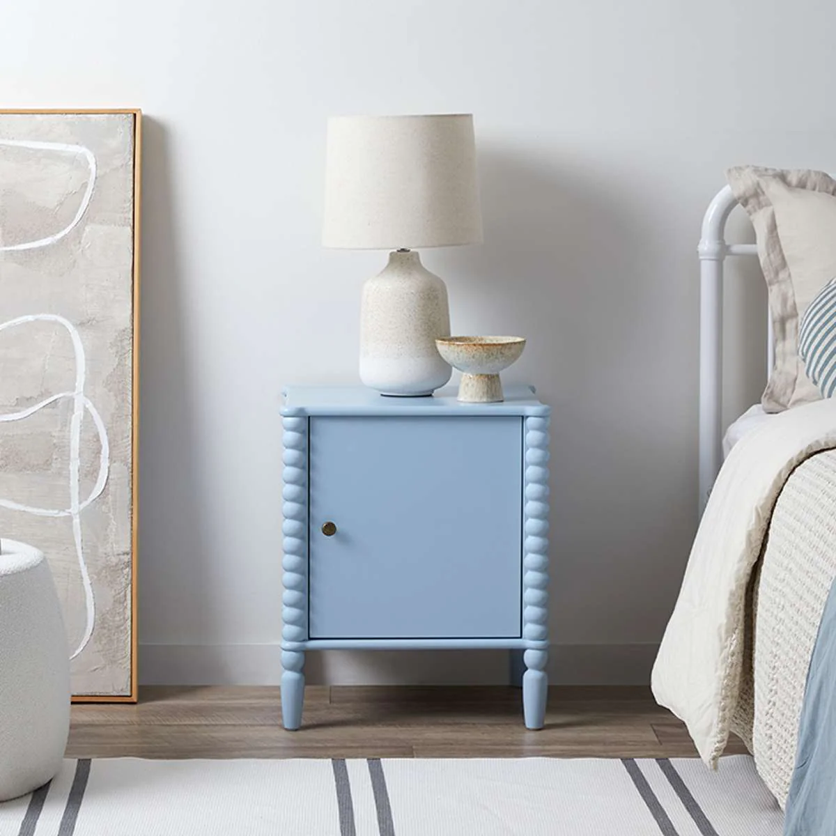 Betti Bobbin Bedside Table - Ice Blue - Image 6