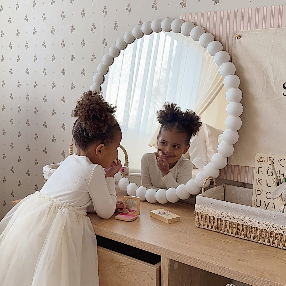 Bobbin Mirror - Round - White - Image 3