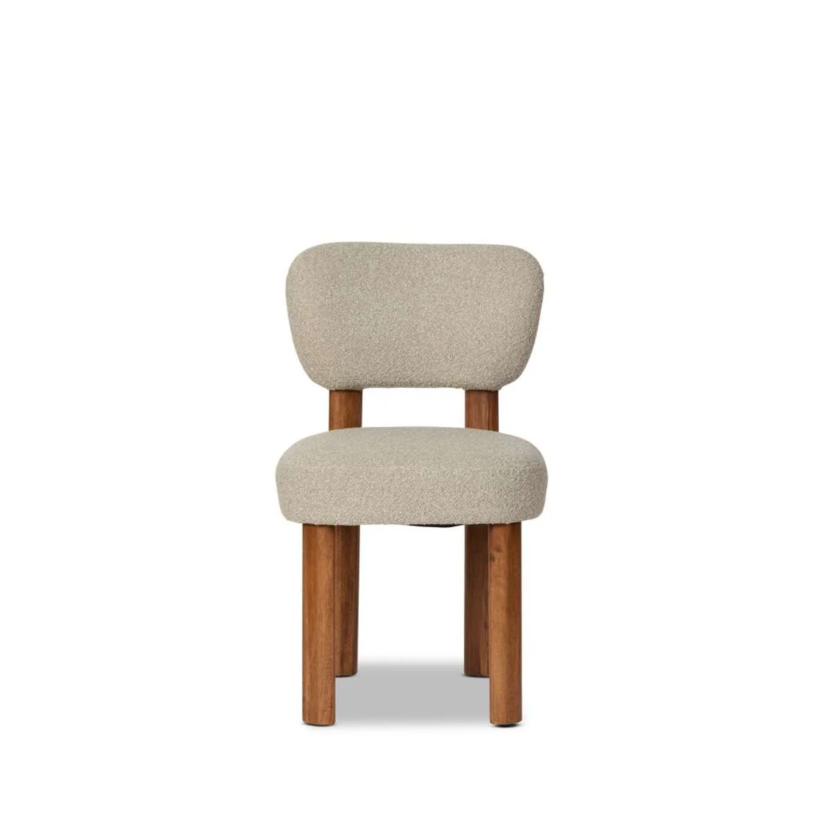 Coco Boucle Dining Chair - Set of 2 - Cream/Walnut - Image 9