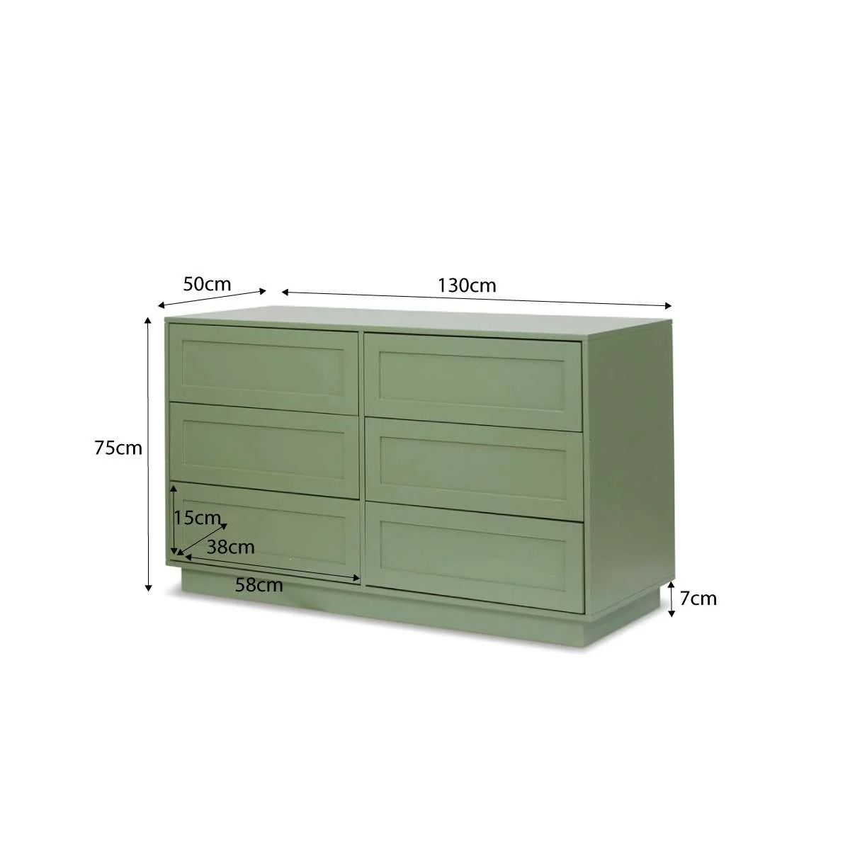 Eros Six Drawer - Sage Green - Image 10