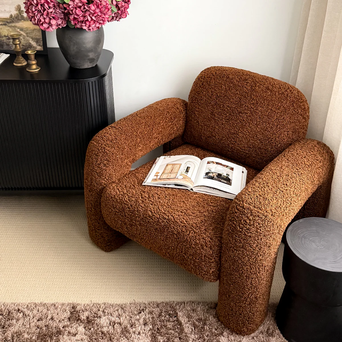 Felix Sherpa Occasional Chair - Chocolate - Image 4