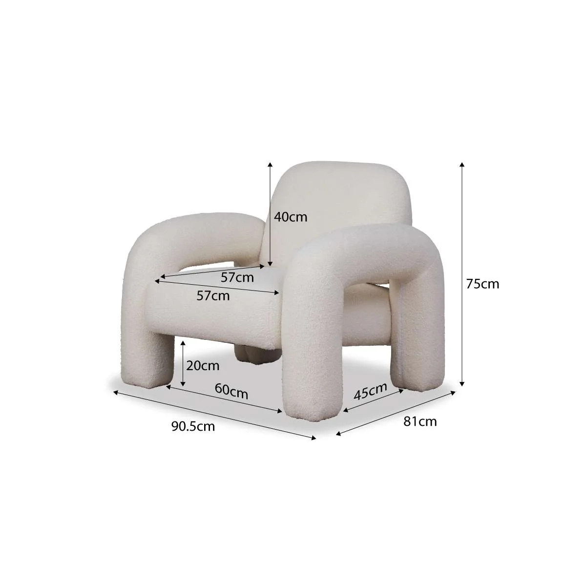 Felix Teddy Occasional Chair - Cream - Image 12