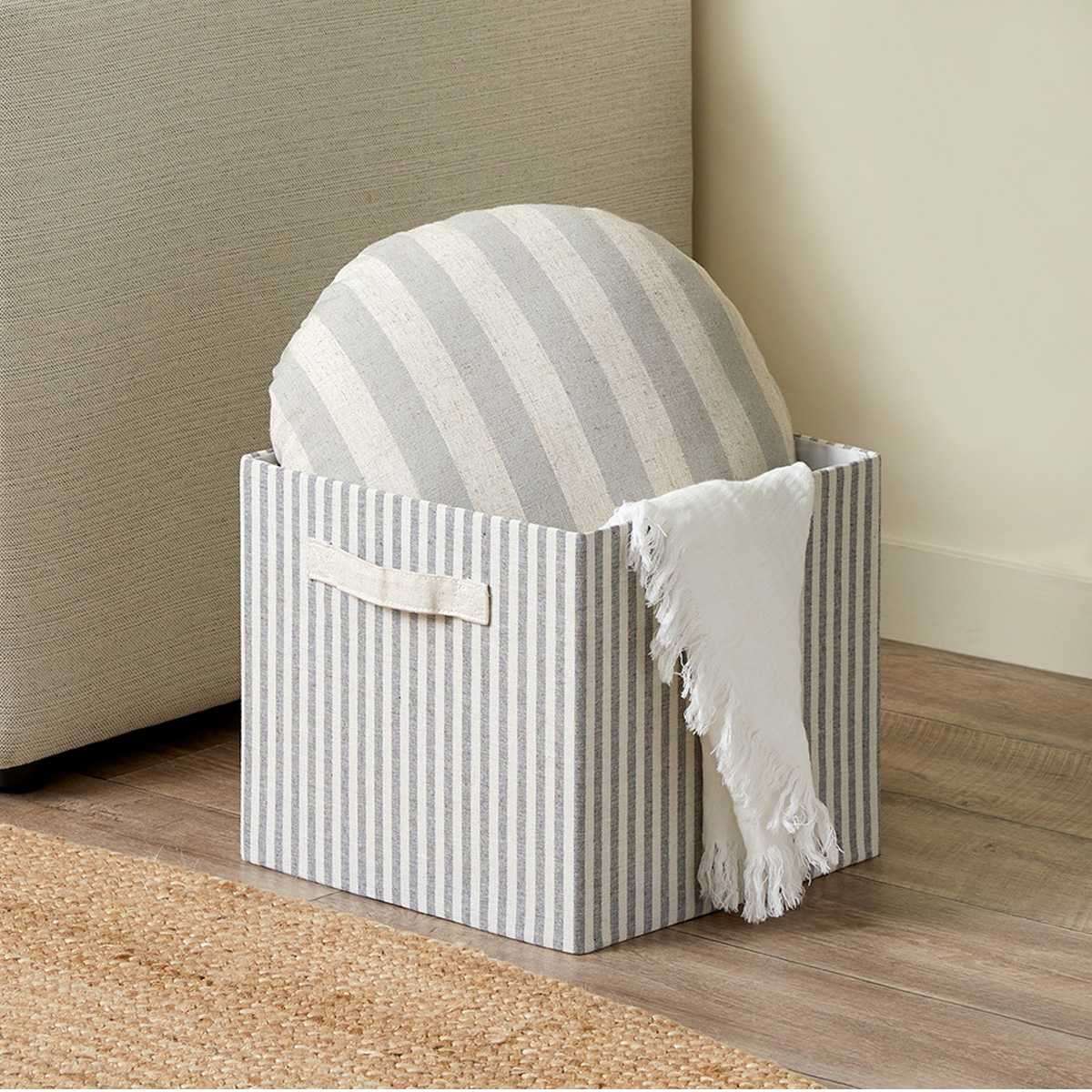 Hamptons Stripe Cube Basket - Image 3