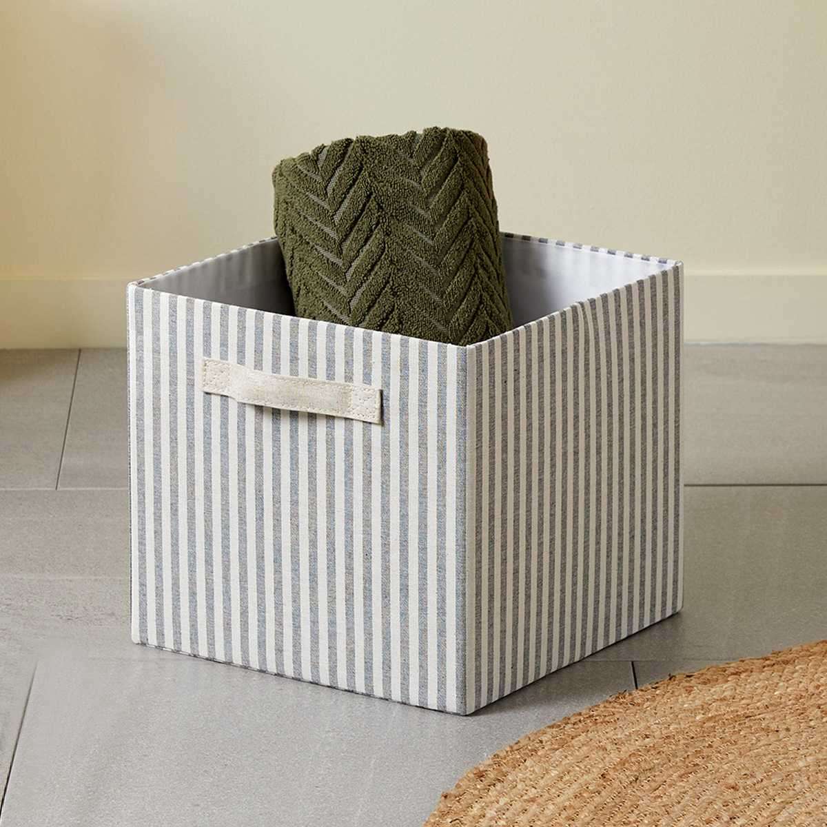 Hamptons Stripe Cube Basket - Image 4