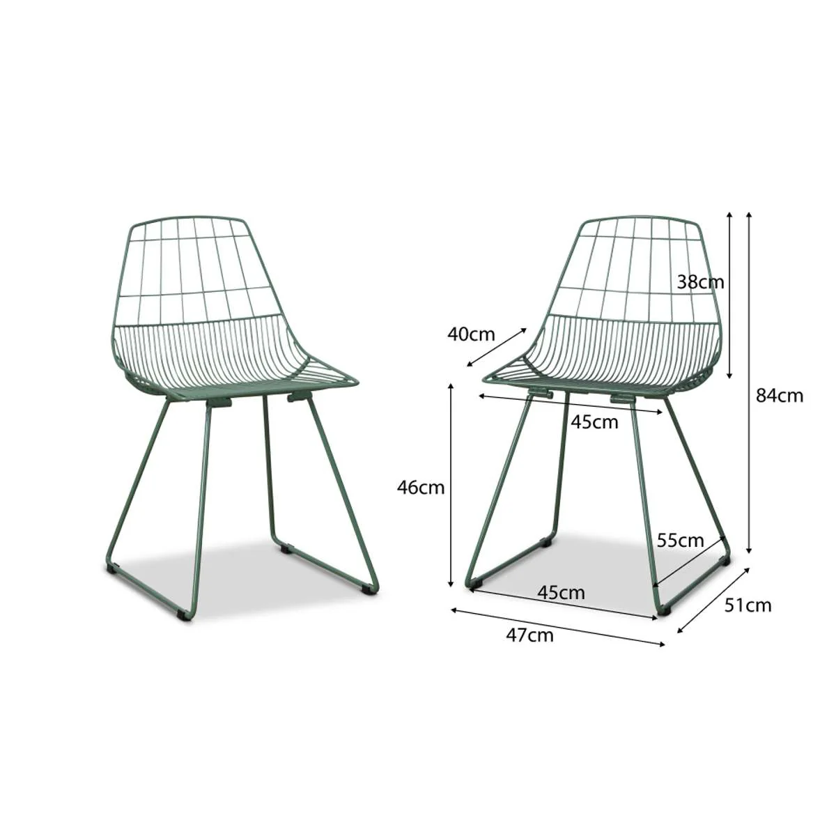 Hunter Outdoor Dining Chair - Set of 2 - Forest Green - Image 7