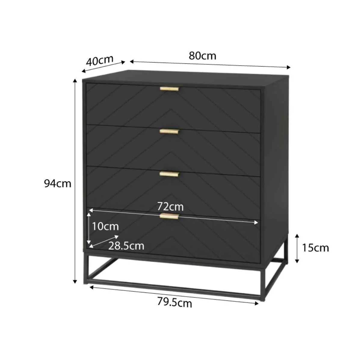 Inca Four Drawer - Black - Image 3