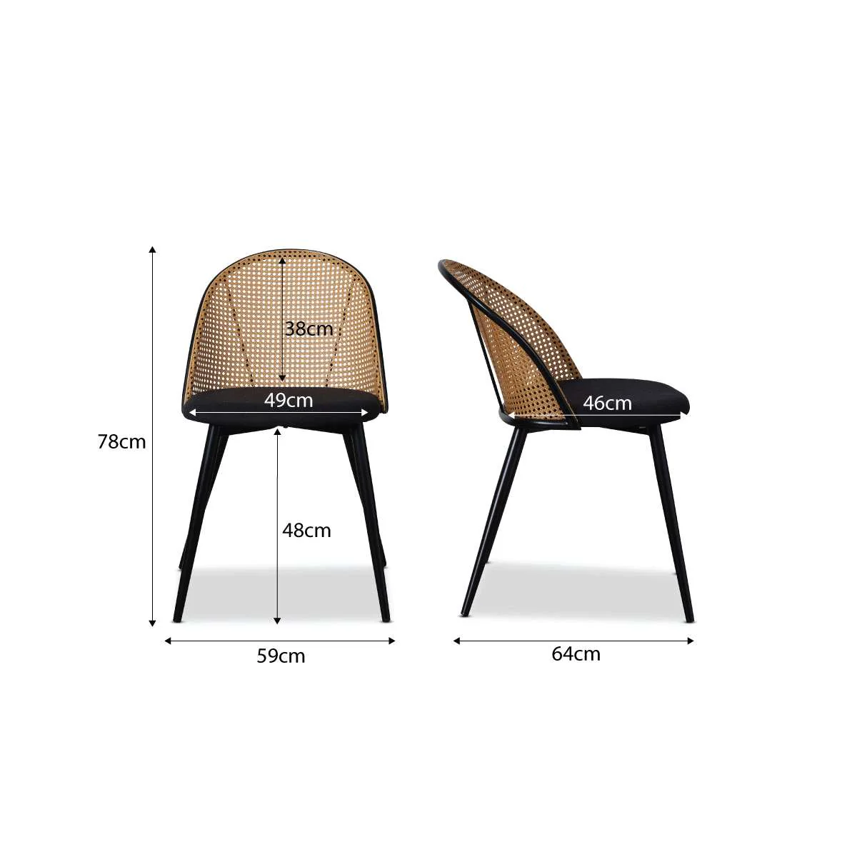 Avila Dining Chair - Set of 2 - Black - Image 8