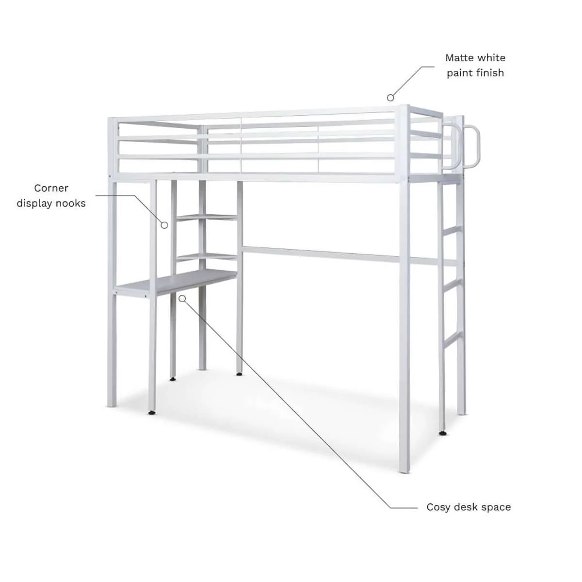 Lacie Metal Loft Bed with Desk - Image 10