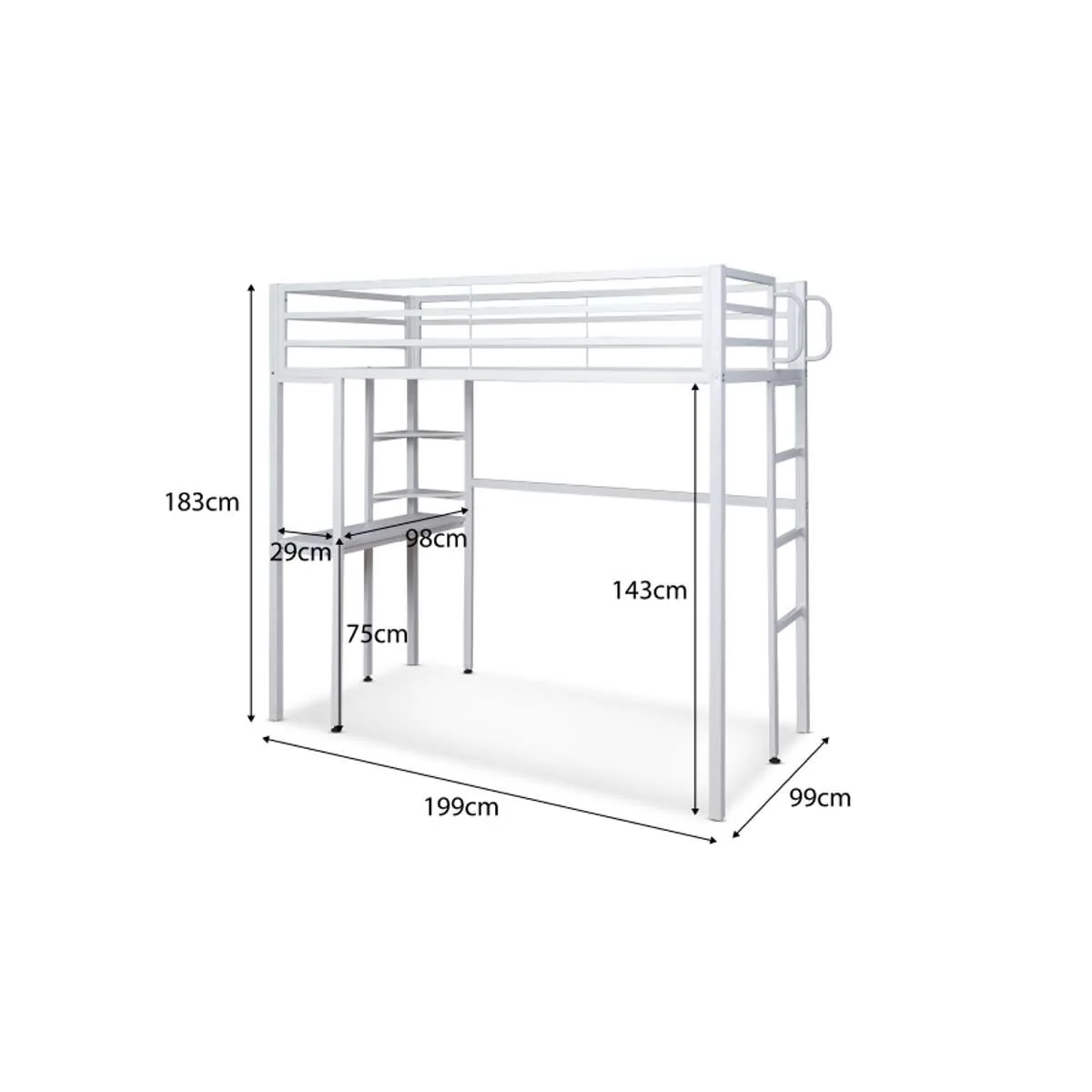 Lacie Metal Loft Bed with Desk - Image 11