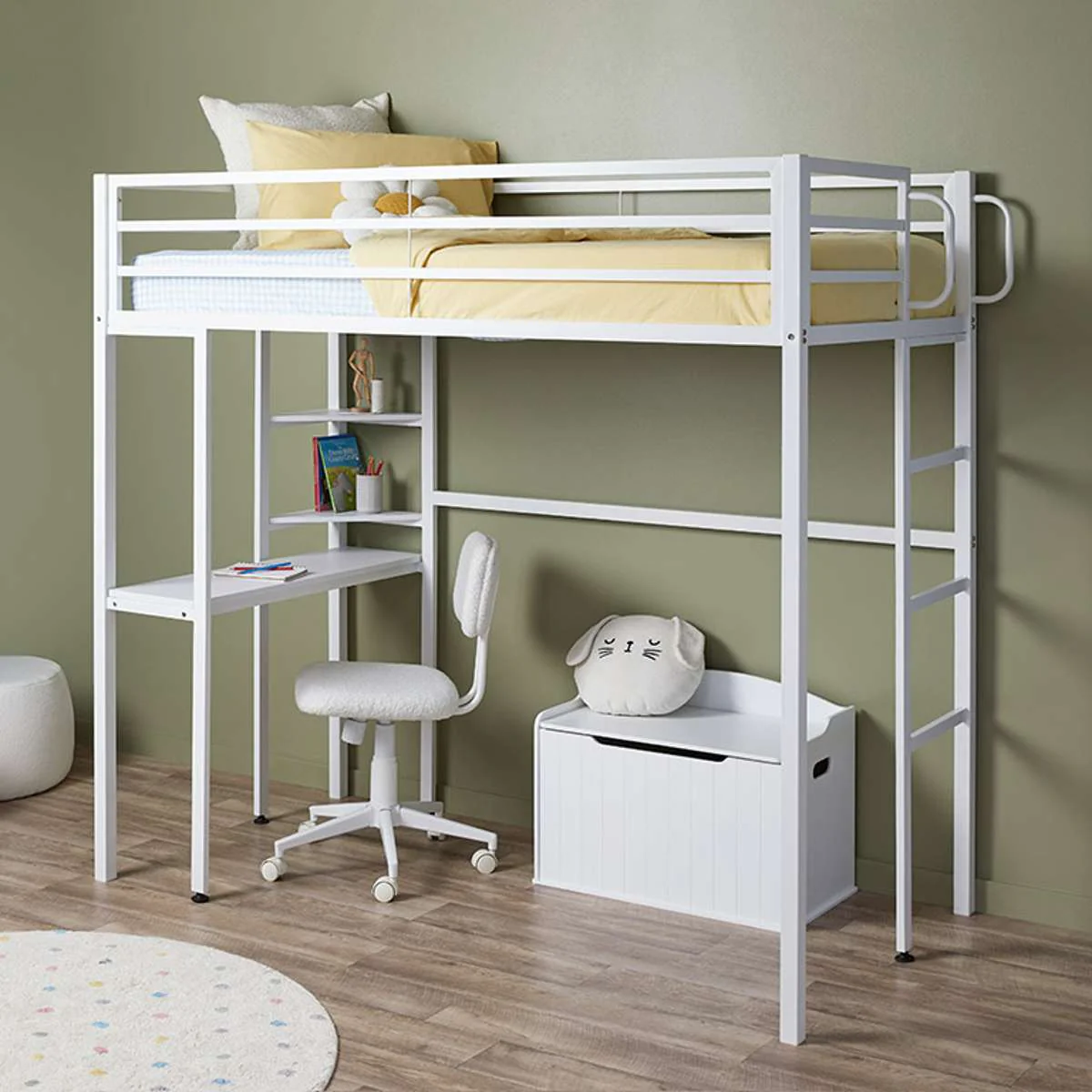 Lacie Metal Loft Bed with Desk - Image 3