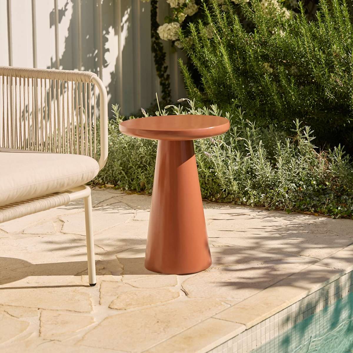 Leandro Outdoor Side Table - Clay Gloss - Image 4