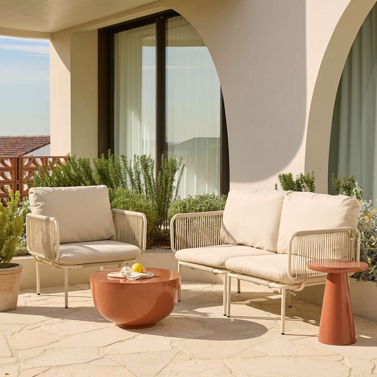 Leandro Outdoor Side Table - Clay Gloss - Image 5