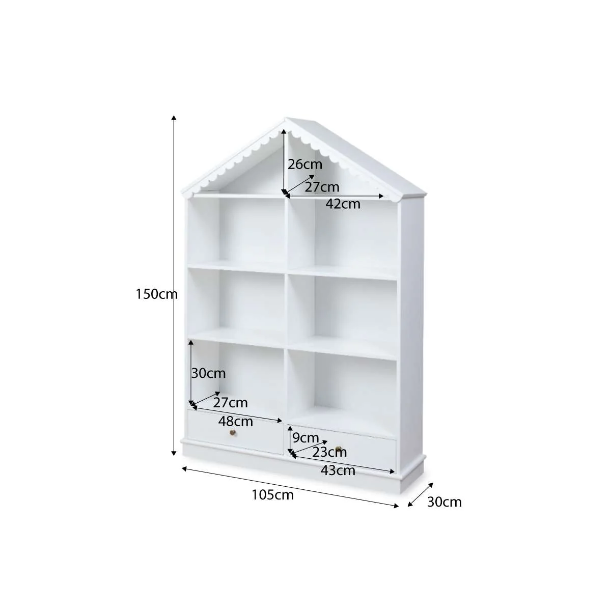 Maisie Scalloped House Bookcase - White - Image 9