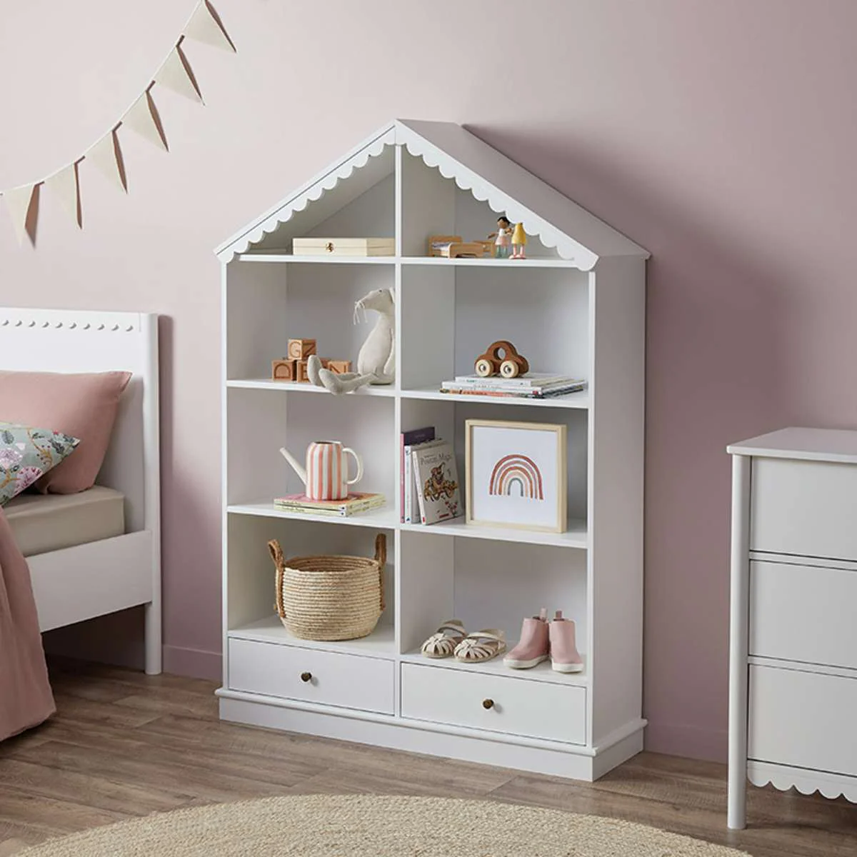 Maisie Scalloped House Bookcase - White - Image 3
