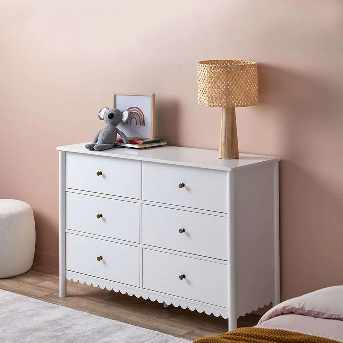 Maisie Scalloped Six Drawer - White - Image 3