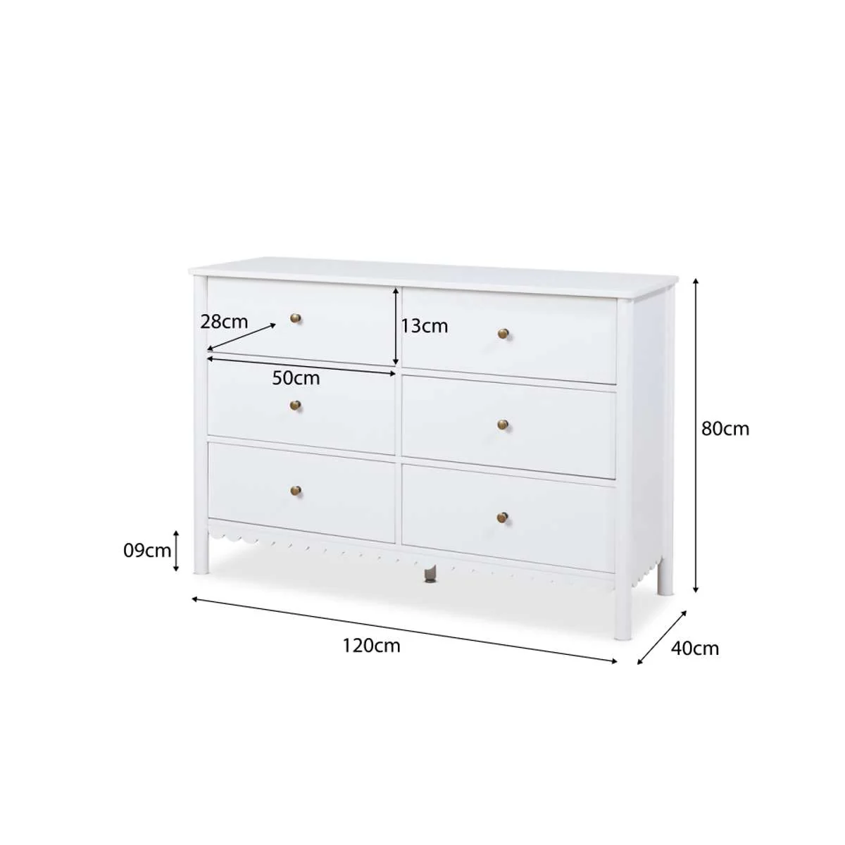 Maisie Scalloped Six Drawer - White - Image 6