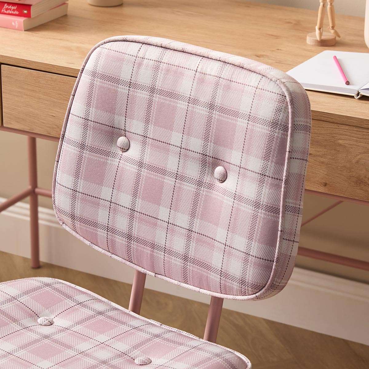 Milly Desk Chair - Pink Plaid - Image 3