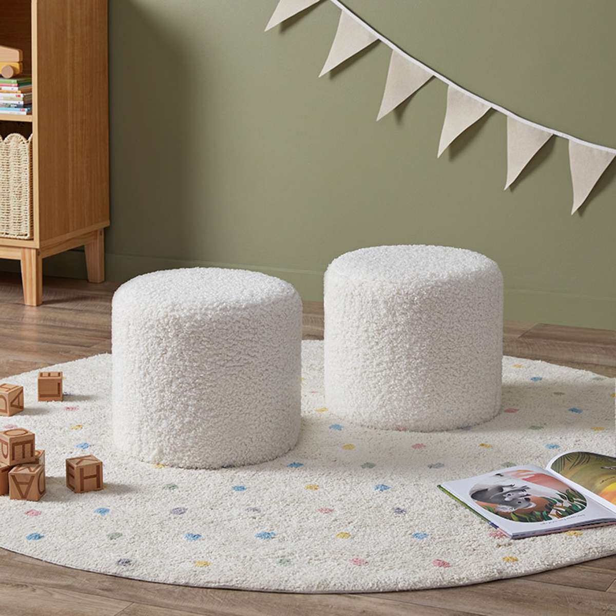 Mini Moo Sherpa Stool - Set of 2 - Image 3