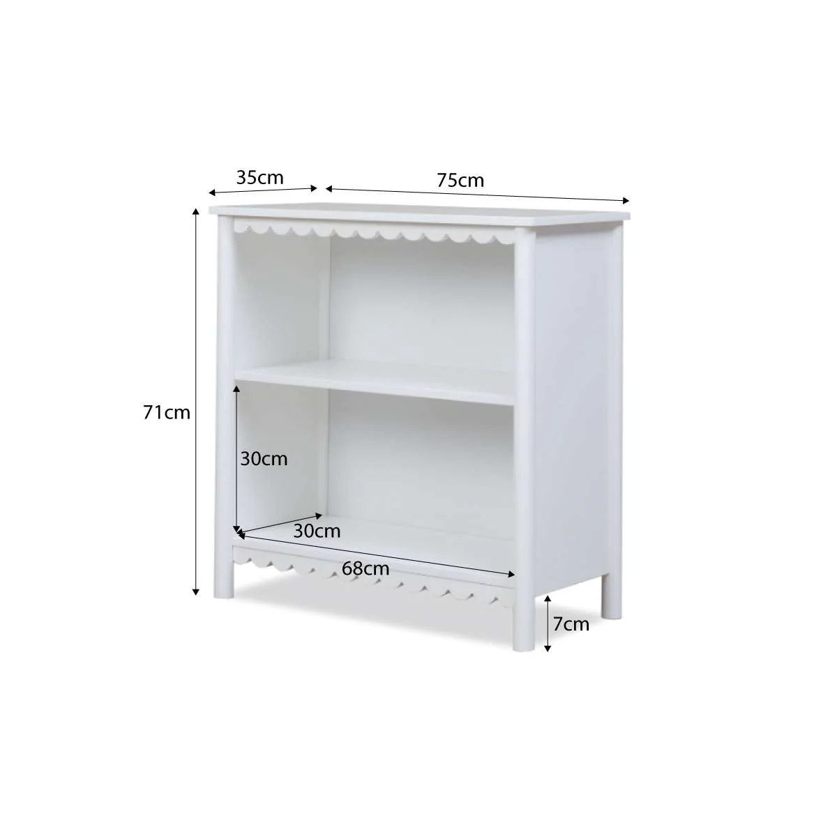 Mini Maisie Scalloped Low Bookcase - White - Image 7