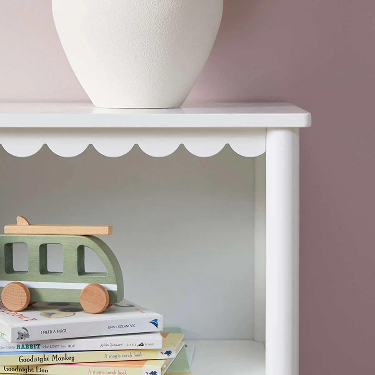 Mini Maisie Scalloped Low Bookcase - White - Image 4