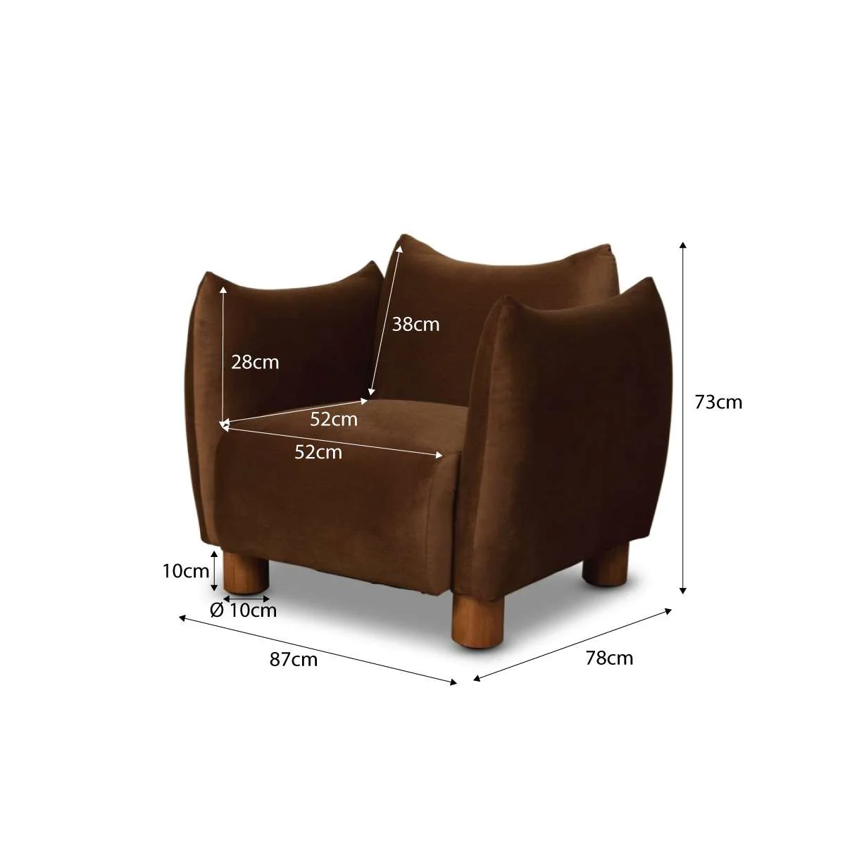 Monte Velvet Occasional Chair - Chocolate - Image 11