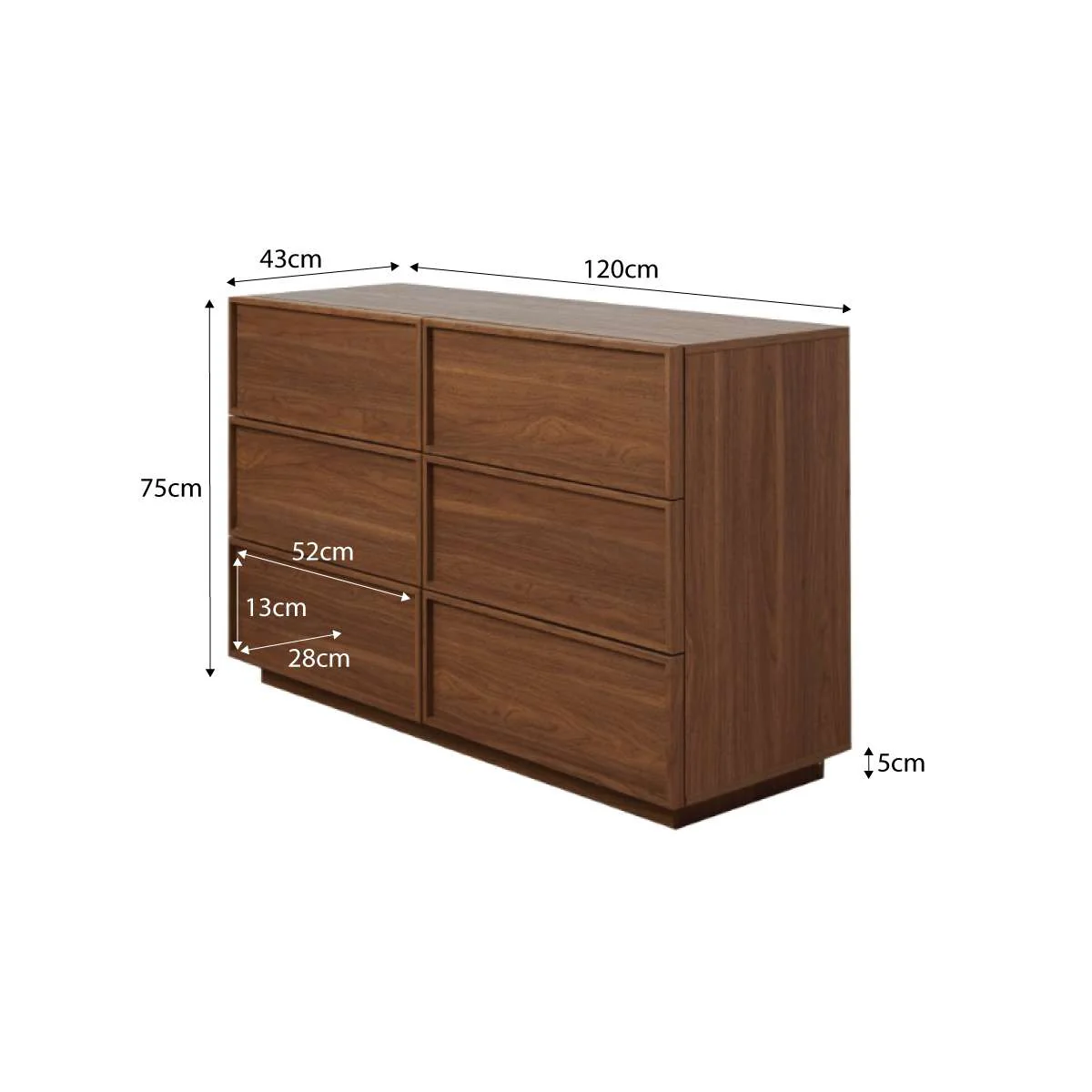 Osaka Six Drawer - Walnut - Image 13