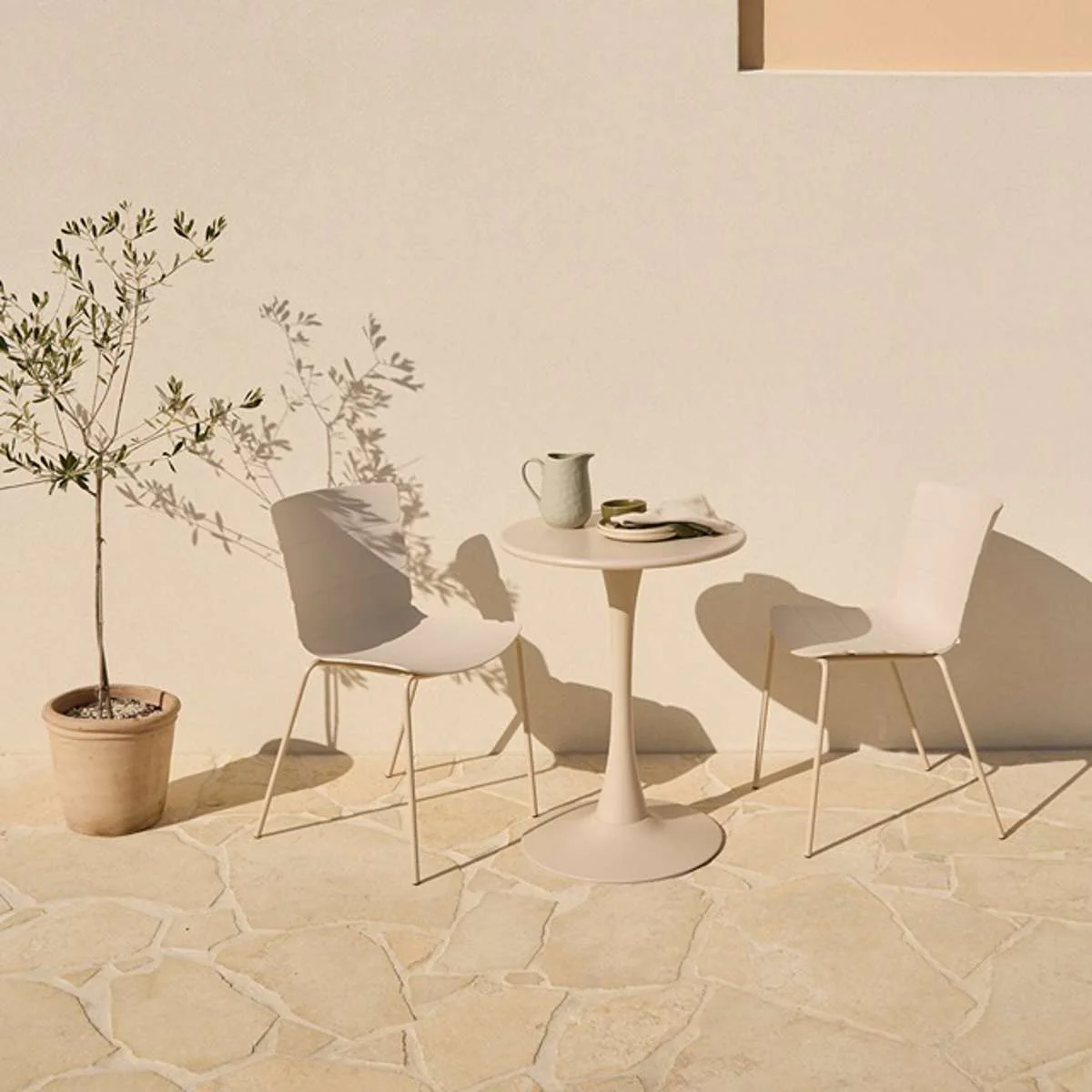 Ravello Indoor/Outdoor Dining Chair - Set of Two - Beige - Image 3