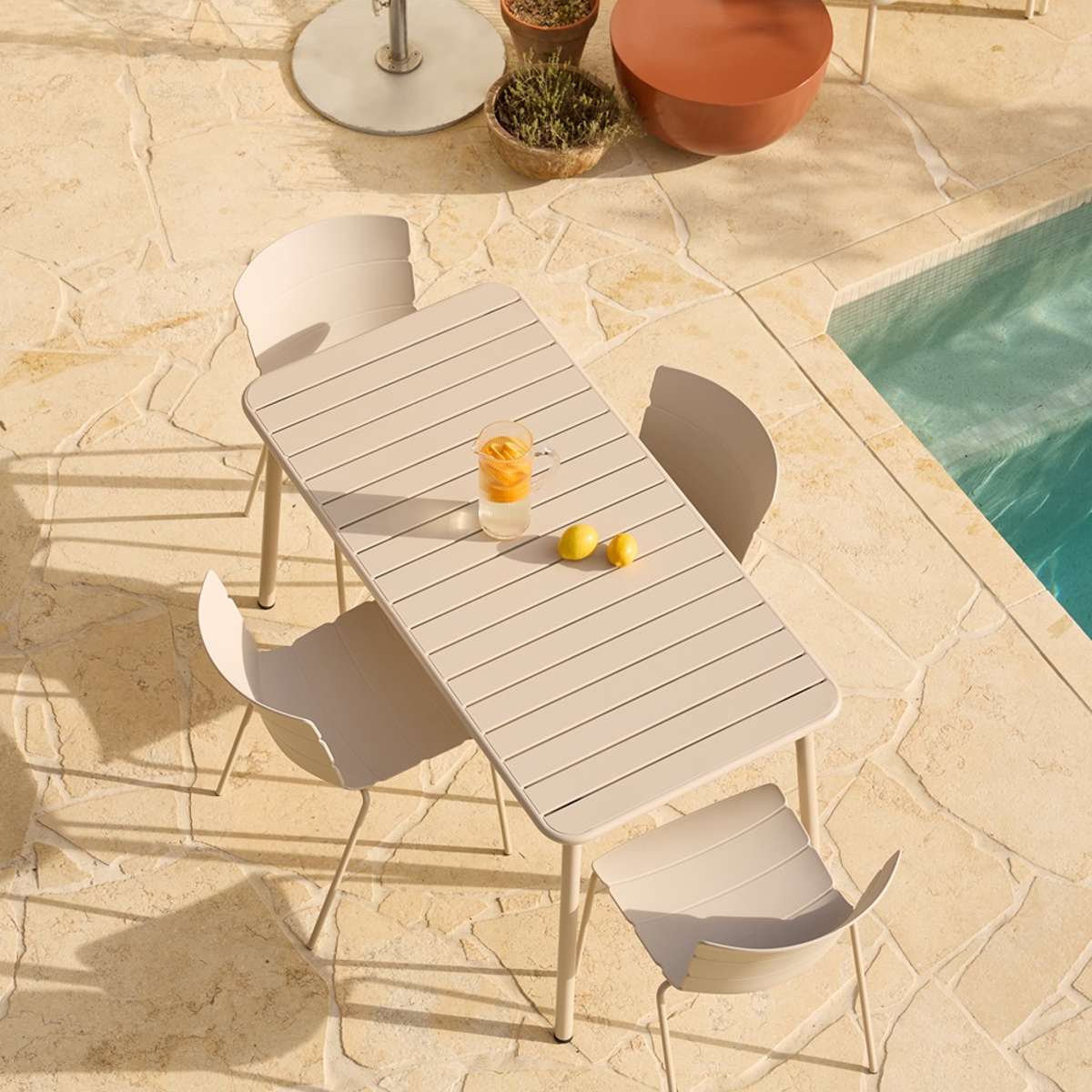 Ravello Indoor/Outdoor Dining Chair - Set of Two - Beige - Image 4