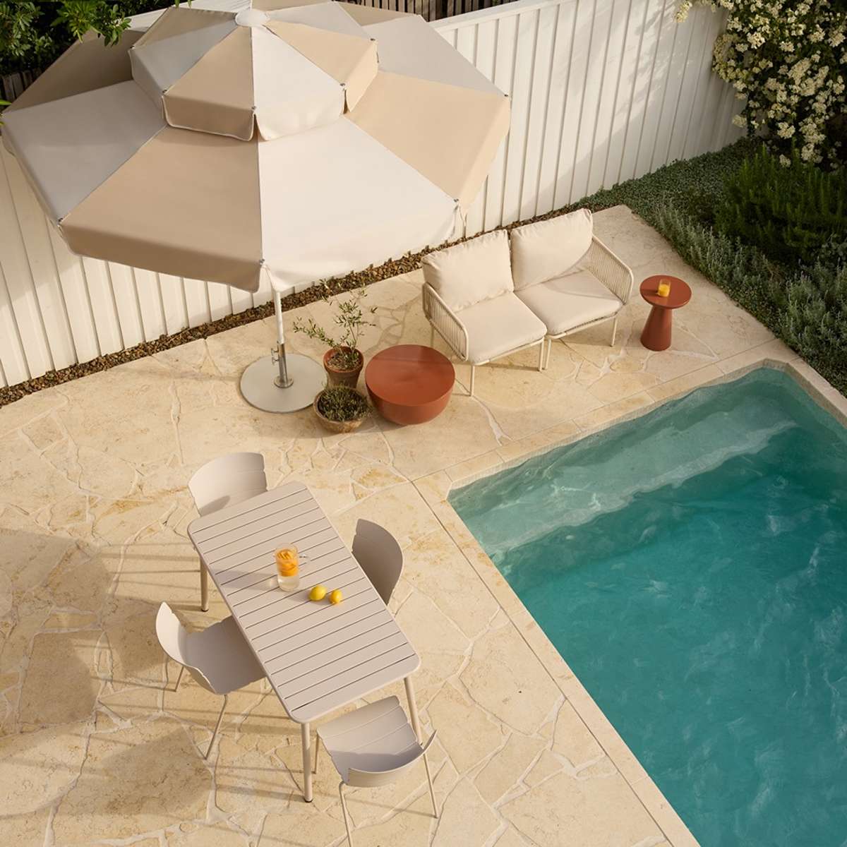 Ravello Outdoor Four Seater Dining Table - Beige - Image 3