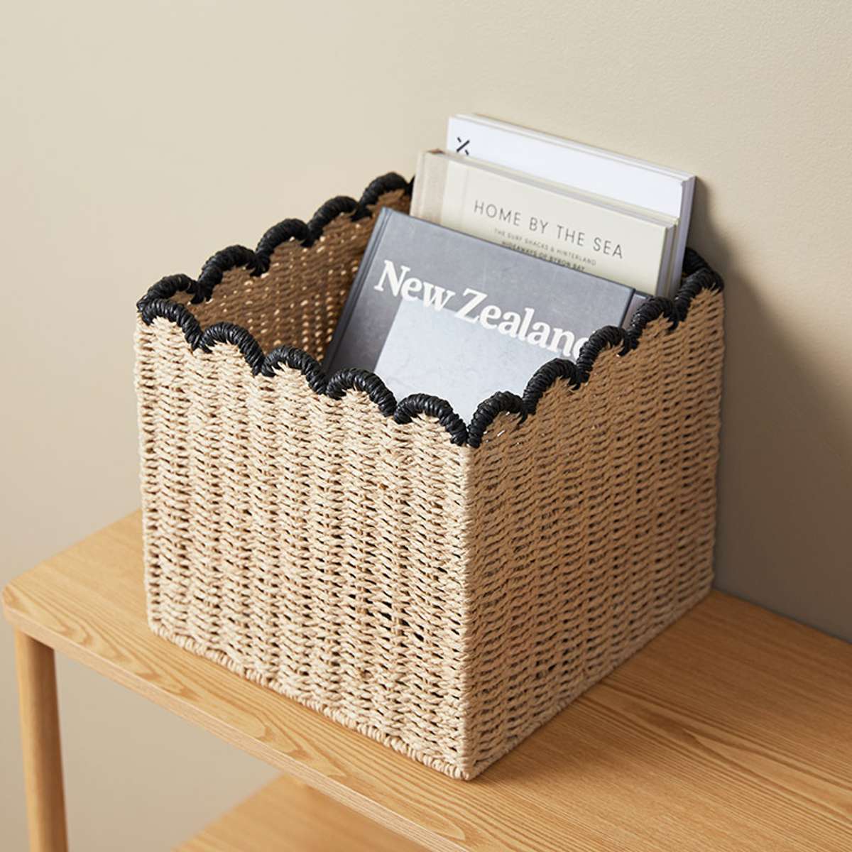 Scalloped Black Tip Cube Basket - Image 4