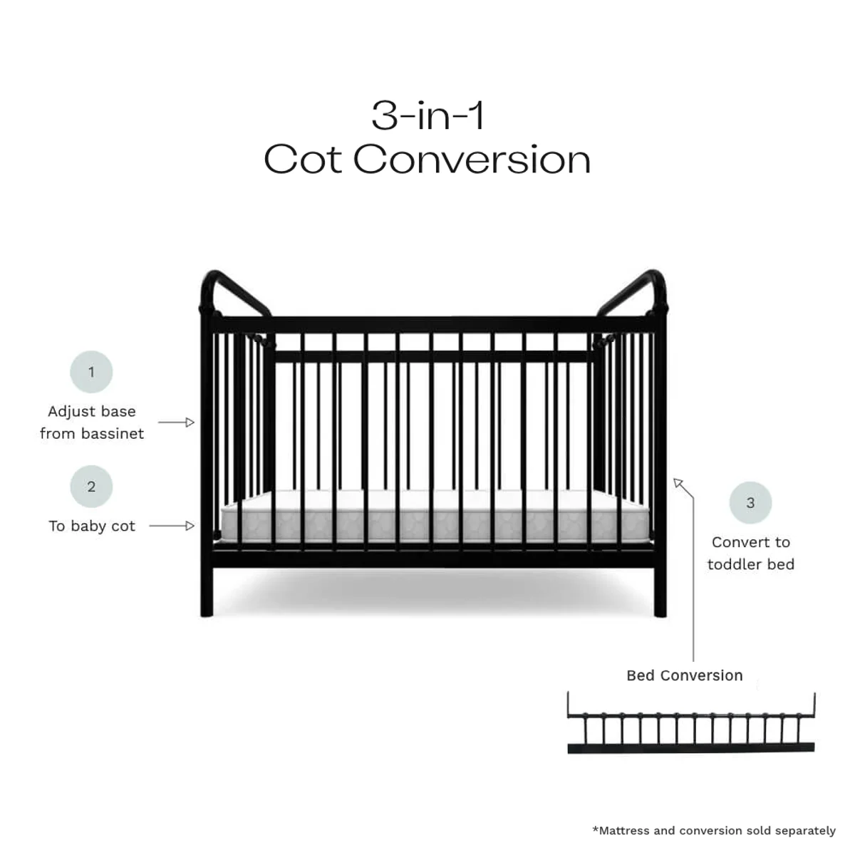 Sonata Cot - Black - Image 11