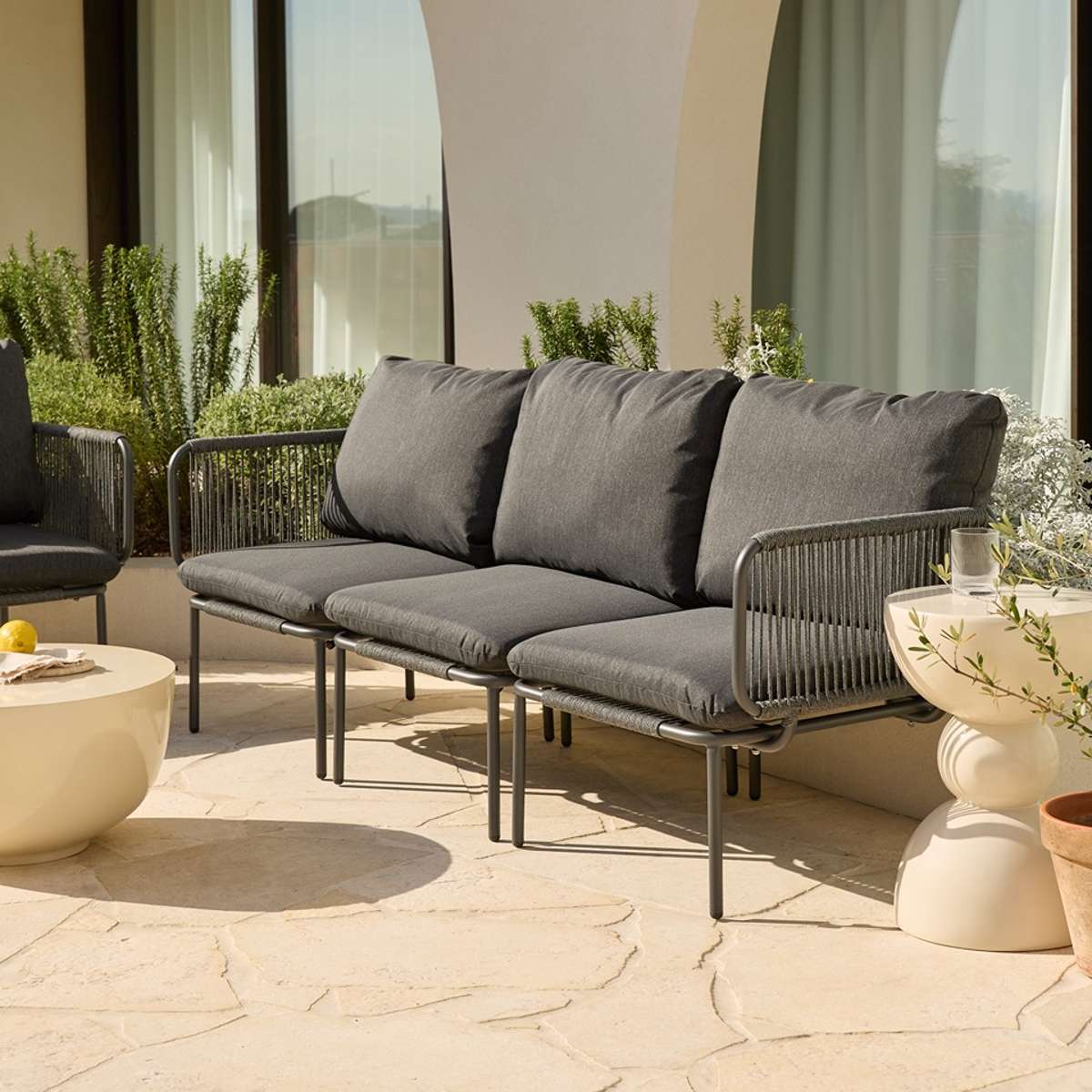 Sorrento Outdoor Three and Two Seater Two Piece Set - Charcoal - Image 4